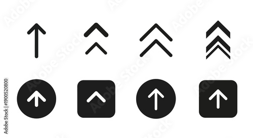 Set of Black Arrow Icons in Different Styles and Shapes