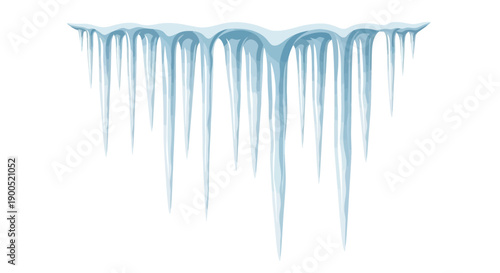 Realistic blue icicles on white background for winter design
