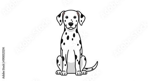 Cartoon Dalmatian dog sitting on a white background