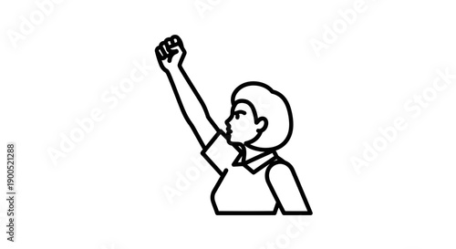 Woman Raising Clenched Fist in Protest or Victory