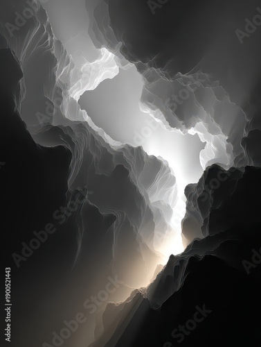 Abstract Light Patterns in Dark Background with Soft Fluid Shapes
