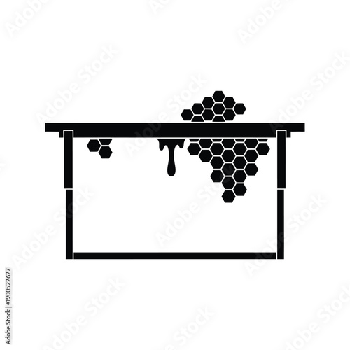 Beehive frame with honeycombs and dripping honey vector graphic icon simple design element for apiary and honey production