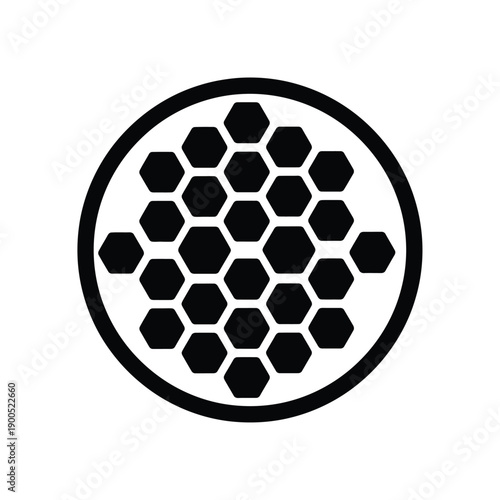 Honeycomb pattern inside circle, abstract scientific geometric design