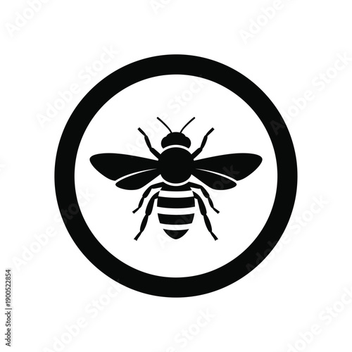Circular framed honey bee icon presenting a clean and versatile symbol ideal for various applications including branding and educational materials