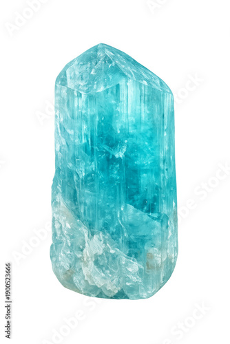 High-quality aquamarine gemstone isolated on a transparent background. Natural blue mineral crystal with clear structure and soft cyan tones. Ideal for jewelry design, geology concepts, luxury brandin