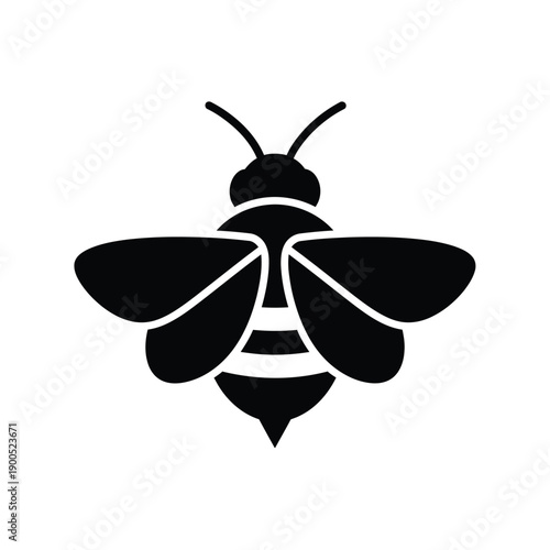 Black bee icon simple design element for honey products packaging brand identity logo or nature themed graphic projects