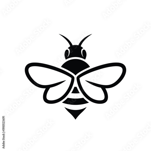 Minimalist bee icon with outline wings perfect for beekeeping brands organic food labels or nature conservation campaigns