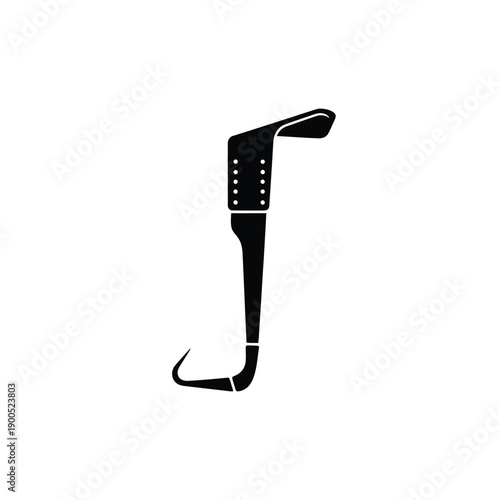 Beehive tool silhouette showing hook and scraper design for prying apart hive bodies and cleaning frames during regular apiary inspections isolated on white background for design