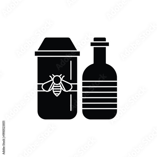 Honey and mead vector icon, black simple illustration depicting natural sweetener and alcoholic beverage product