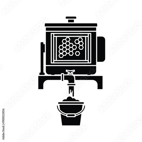 Honey extractor vector icon, black simple illustration depicting machine used to extract honey from honeycomb