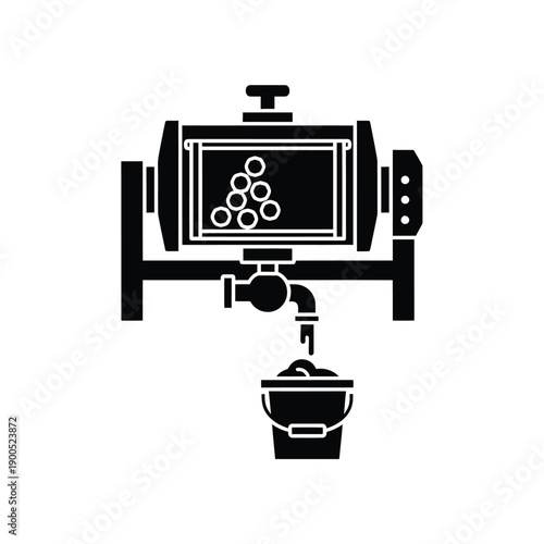 Honey extractor machine processing honeycomb frames releasing golden liquid into bucket, beekeeping equipment for honey harvest, professional apiary tool for sweet production