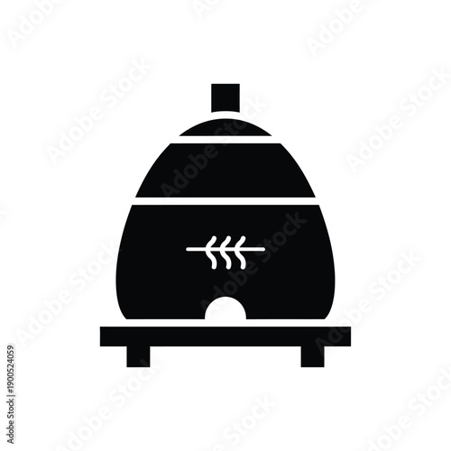 Beehive icon for apiary and beekeeping symbol representing bee colony housing and honey production as traditional shelter and home