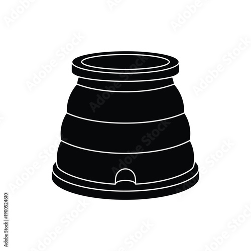 Modern beehive vector icon in black flat style, contemporary bee house or apiary for honey production isolated on white background