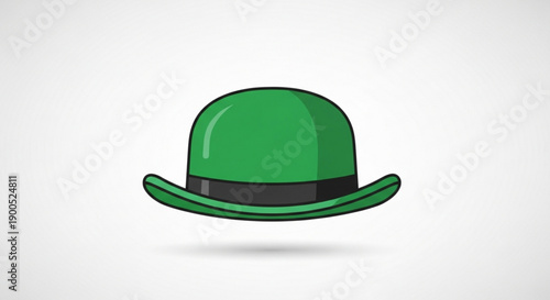 Green bowler hat with black band on white background st patrick's day symbol festive headwear