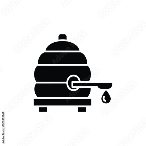 Honey dripping from a barrel icon vector illustration