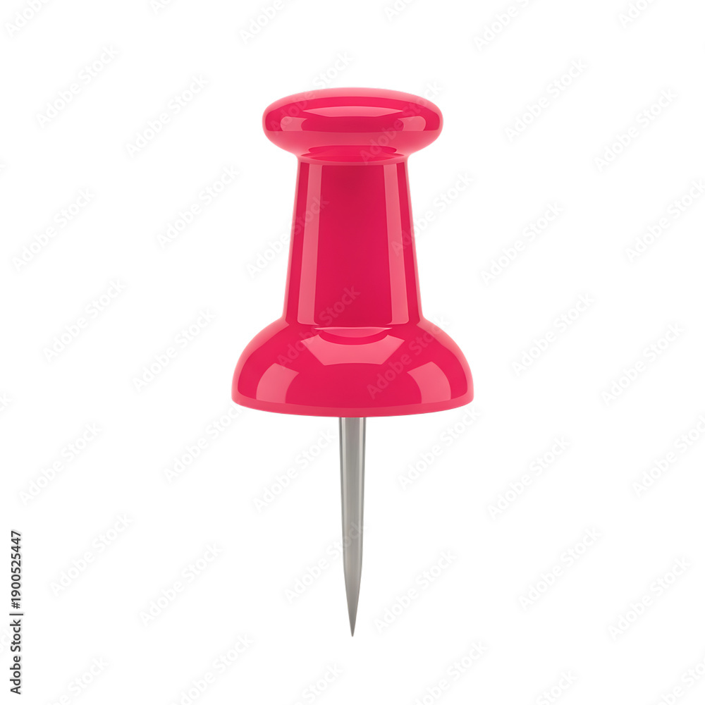 Fototapeta premium Single red pushpin isolated on transparent background