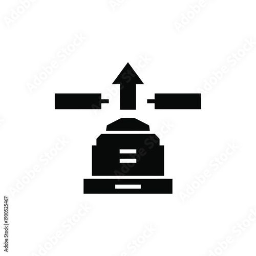 Beehive harvest icon featuring extraction arrows and production symbols in flat solid style for agricultural technology and honey making industry professional branding identity use