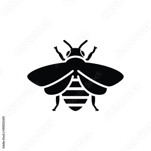 Bumblebee insect icon flat vector illustration for beekeeping farm branding and honey product logo animal silhouette isolated on white background nature wildlife mascot design art