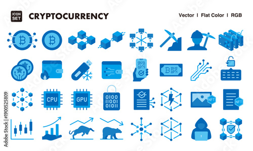 Cryptocurrency Icon Set – Flat Vector Style
