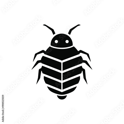 Bedbug insect silhouette icon representing parasitic pests and household infestations for health safety and extermination service branding isolated on white background vector graphic