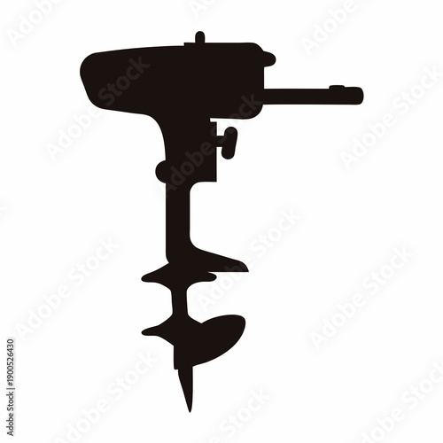 Silhouette illustration of an outboard boat motor, a portable propulsion system