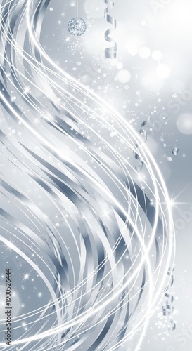 Flowing luminous ribbons create an elegant abstract background design with sparkling elements