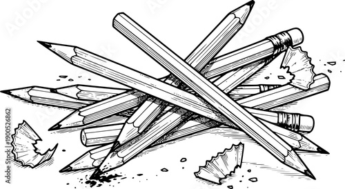 Graphite pencils graphic illustration artistic creative drawing sketching tool concept creative arts education supplies creative vector
