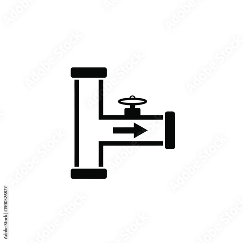 Industrial pipeline valve icon with arrow direction sign for plumbing and oil industry engineering concepts isolated on white background symbol for water or gas flow regulation
