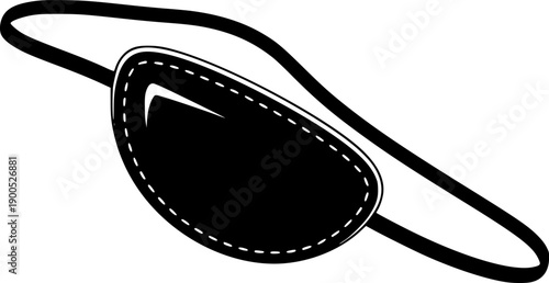 Isolated black eye patch for vision correction or pirate costume accessories vector
