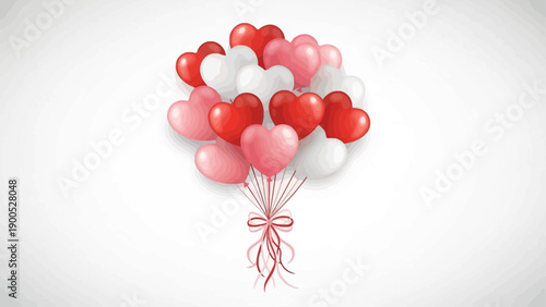 A vibrant bunch of glossy heart-shaped balloons for Valentine's Day celebration.