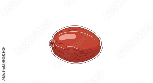 A mouthwatering illustration of a juicy hamburger patty with a shiny surface on a white background