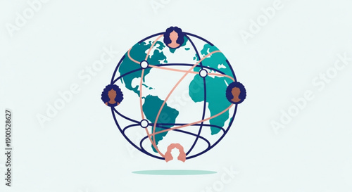 Global connections concept with people linked around the world map