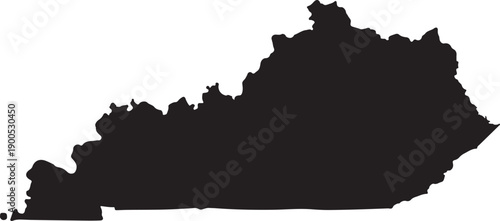Print Silhouette of Kentucky State Map Outline on White Background - USA Geography
