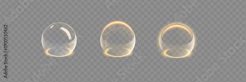 Sphere shield abstract energy protection spheres. Force field globe shell. Dome barrier technology vector set.