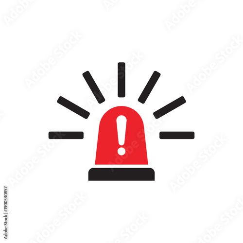 Emergency siren icon with exclamation mark for alert, warning and notification signals