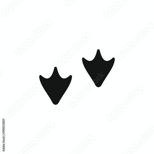 Black duck footprints silhouette vector, webbed bird track icons, minimal animal paw prints trail isolated on white background