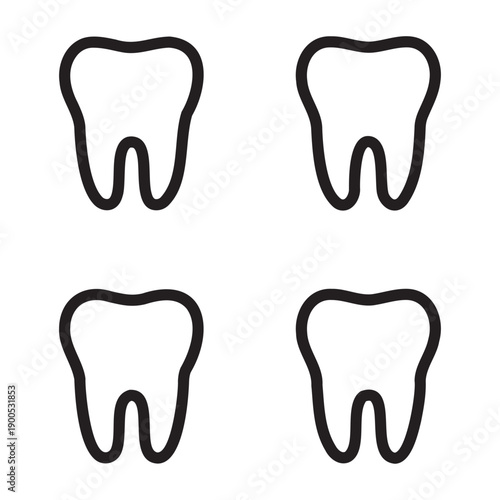 Tooth outline symbols for dental care, oral hygiene, and dentistry services.