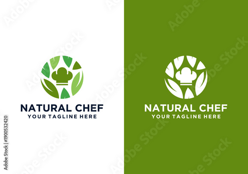 Chef Logo Symbol Icon Brand chef logo template, organic cooking chef logo, green chef logo, chef for healthy diet food logo vector