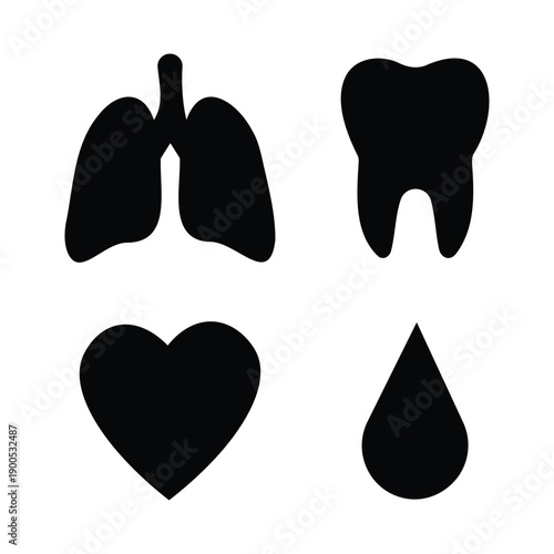 Medical organ symbols for healthcare, anatomy study, and hospital services.