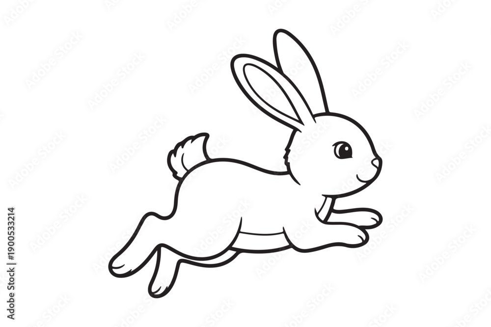 Fototapeta premium Rabbit Coloring Page Vector Illustration, Easy Bunny Line Art Design, Rabbit outline line art vector 