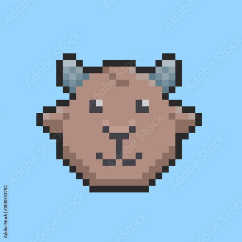 Pixel art Goat Face game asset design
