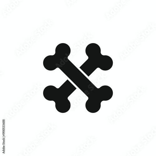 Crossed dog bones silhouette vector, black solid icon for pet shop logos, animal treats, and pirate themes