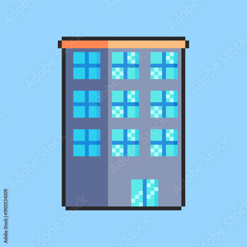 Pixel art Hotel Building game asset design