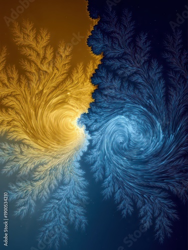 Dynamic Swirling Patterns in Blue and Orange Color Contrast