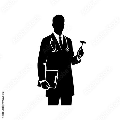 Essential Medical Practitioner Silhouette Symbolizing Healthcare Expertise and Diagnostic Professionalism