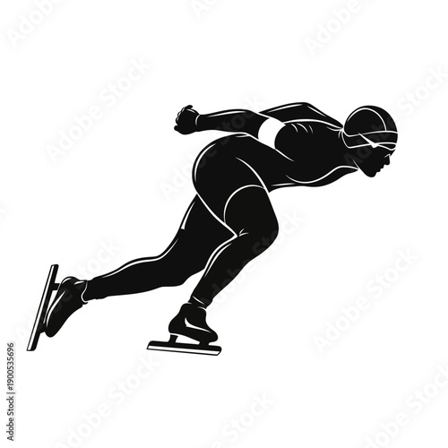 Speed skater in action silhouette on a white background