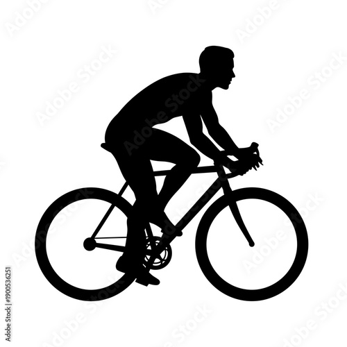 Silhouette of a cyclist in motion on a road bike
