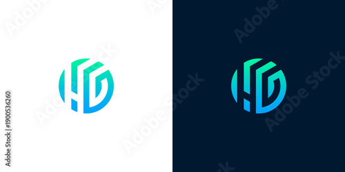 Modern abstract geometric logo design featuring a vibrant green-blue gradient within a sophisticated circular shape, perfect for contemporary branding solutions