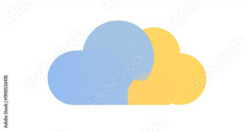 Vector illustration of an abstract blue and yellow cloud symbol representing internet technology and data computing network communication on a modern 3d business web button design