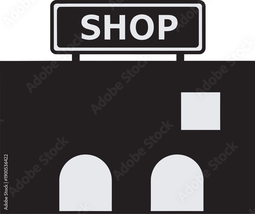 Shop building icon with signboard analysis